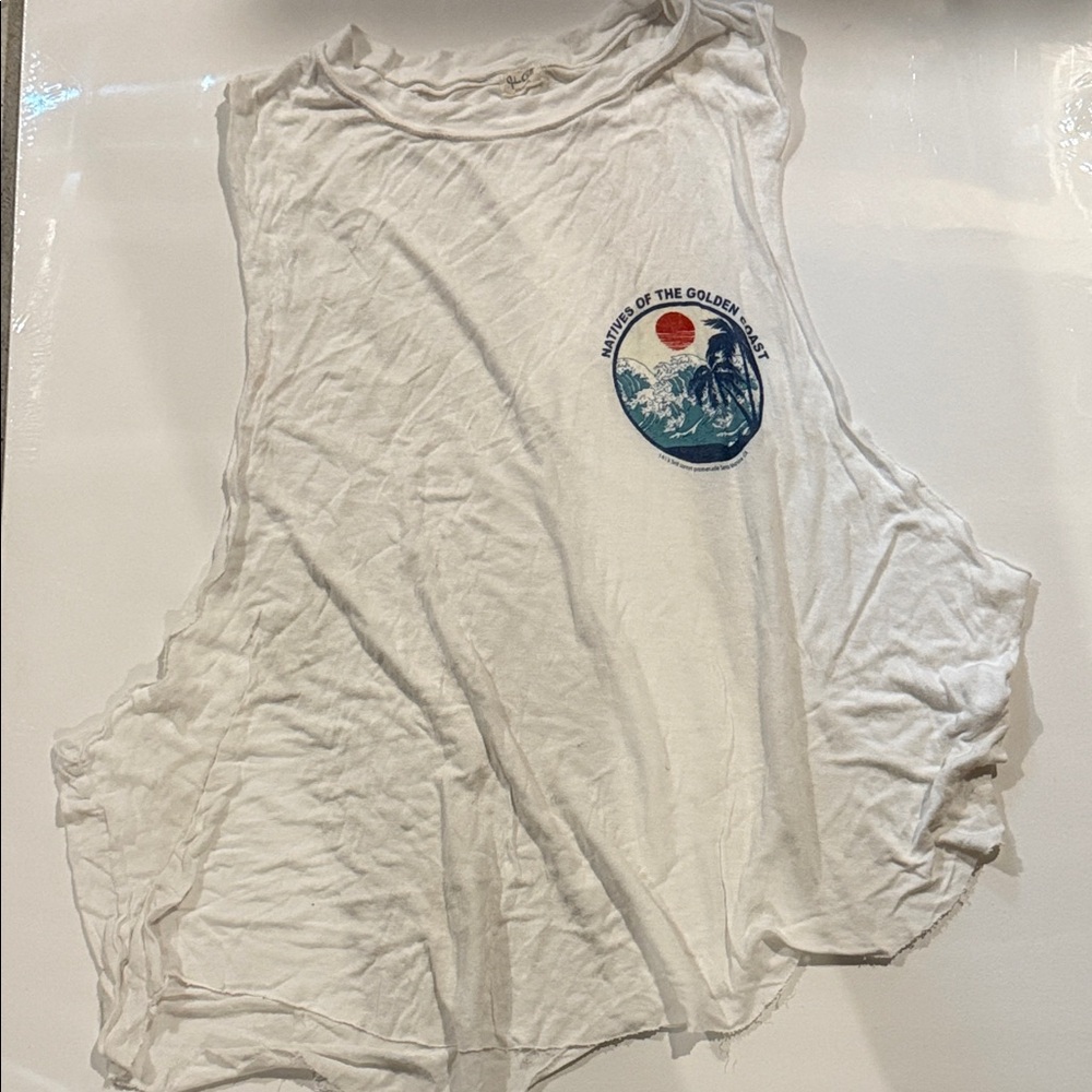Brandy Melville White Muscle Tee with Graphic